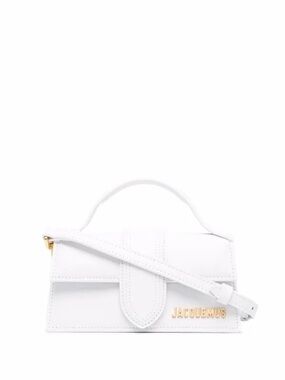 Jacquemus White Leather Mini Top-Handle Bag with Gold Logo